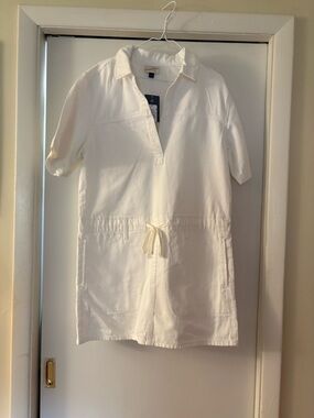 NWT- medium universal threads white denim Y2K drawstring waist mini dress
